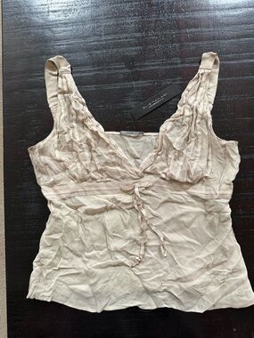 Elie Tahari Soft Blush V-Neck Ruffled Tie-Front Y2K festival tops fits small